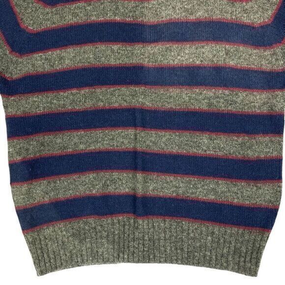 Oakton Limited Wool Sweater Men L Gray Navy Blue Striped Vintage Pullover Jumper - Picture 5 of 16